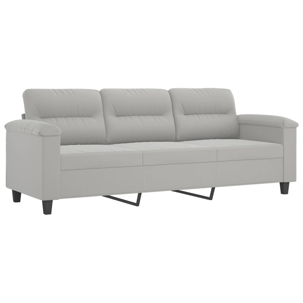 4-dijelni set sofa s jastucima svjetlosivi od mikrovlakana
