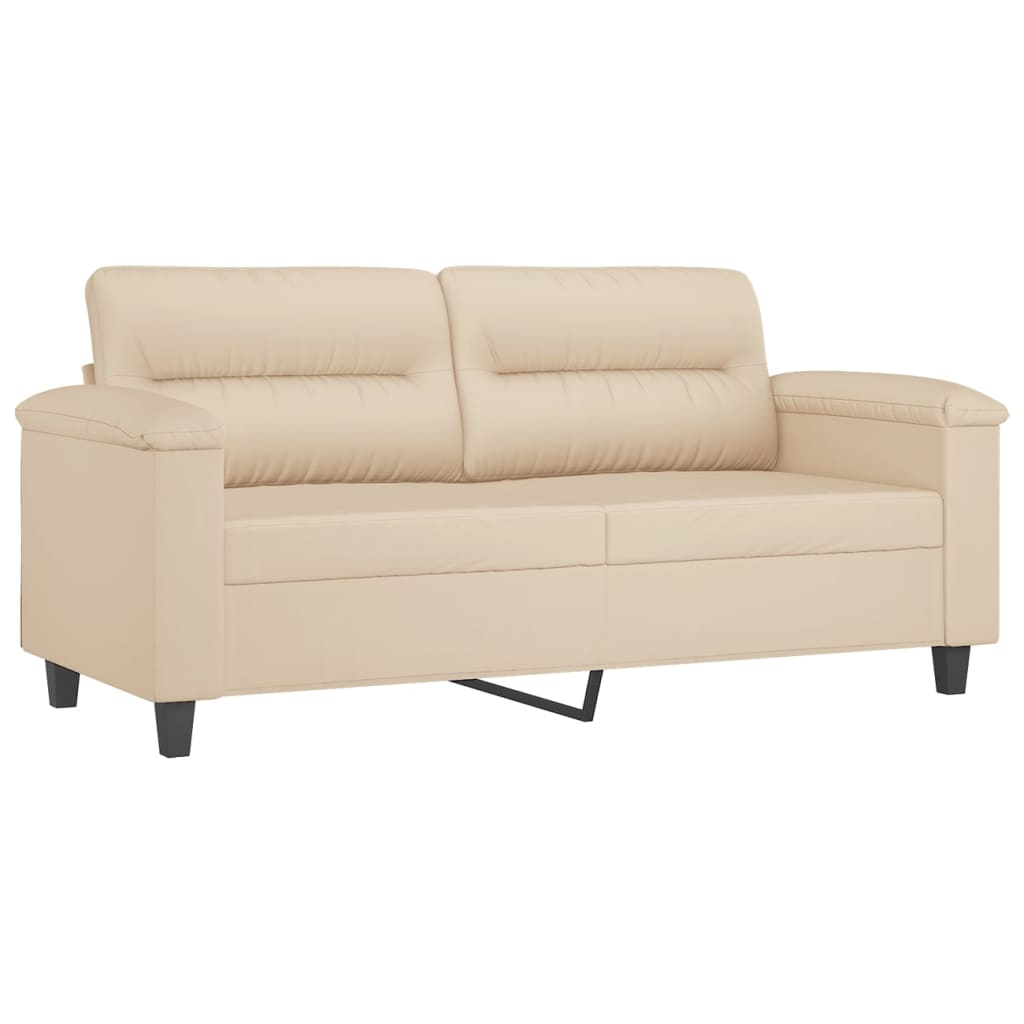 2-dijelni set sofa s jastucima krem od mikrovlakana