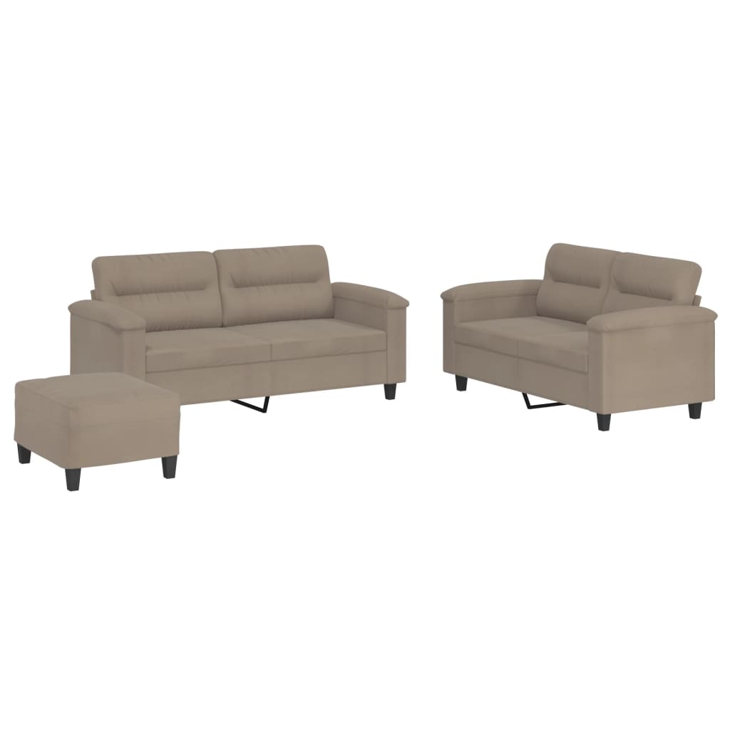 3-dijelni set sofa s jastucima smeđesivi od mikrovlakana
