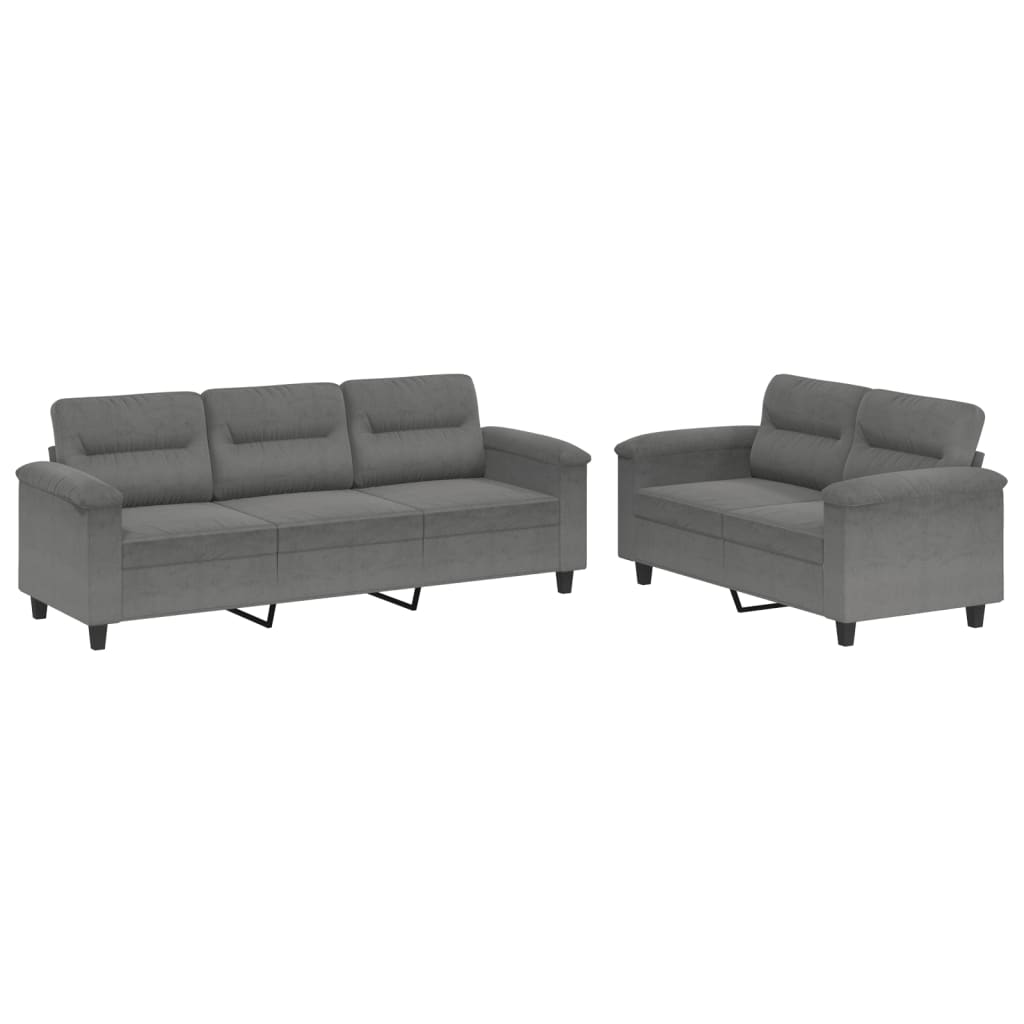 2-dijelni set sofa s jastucima tamnosivi od mikrovlakana