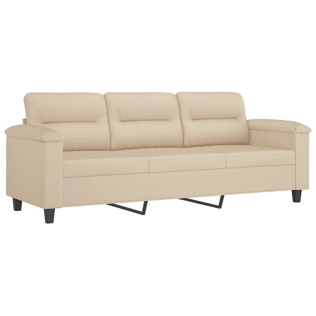 2-dijelni set sofa s jastucima krem od mikrovlakana