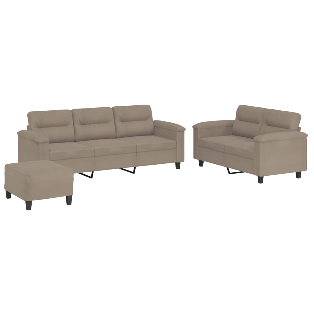 3-dijelni set sofa s jastucima smeđesivi od mikrovlakana