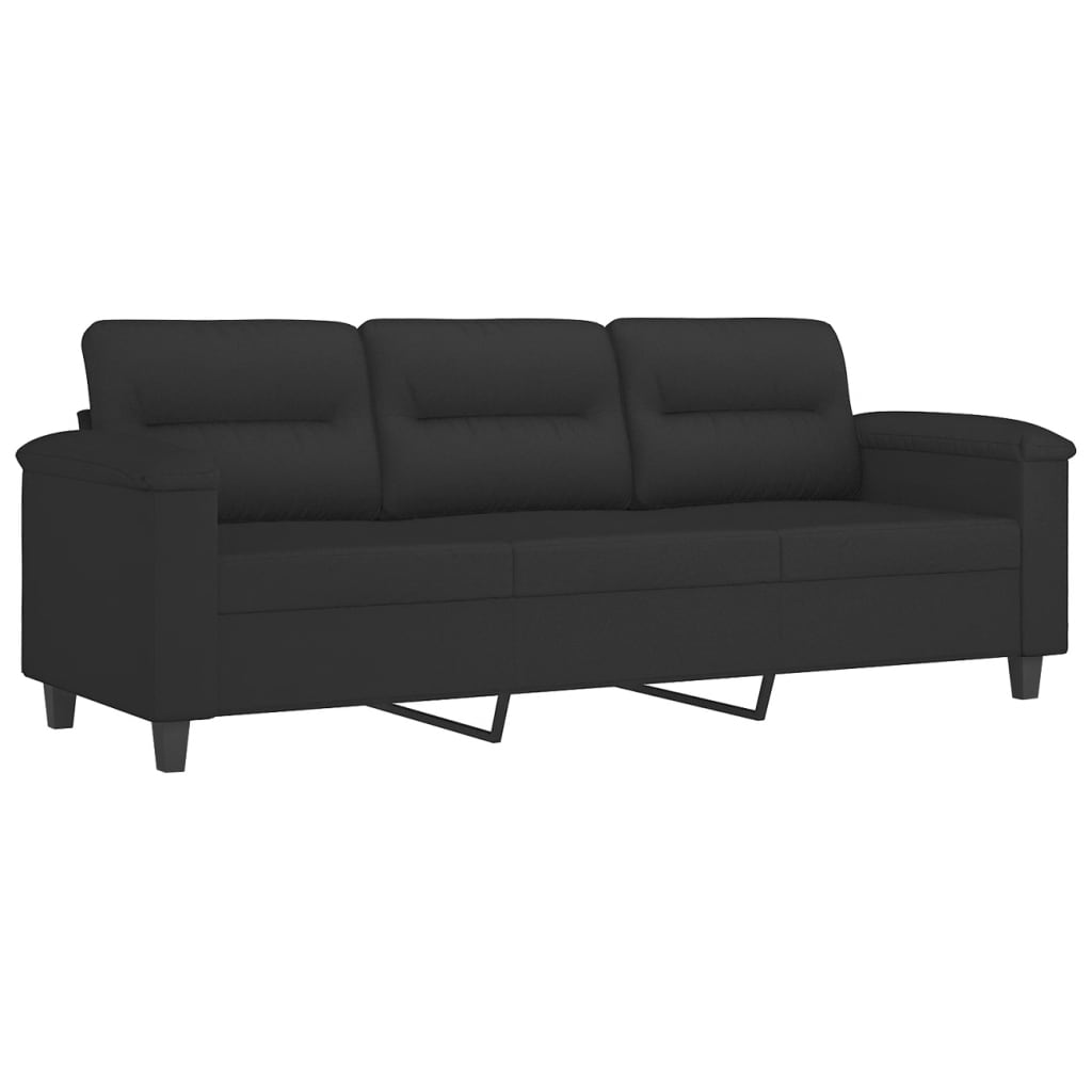 2-dijelni set sofa s jastucima crni od mikrovlakana