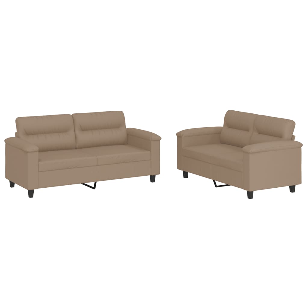 2-dijelni set sofa s jastucima boja cappuccina od umjetne kože