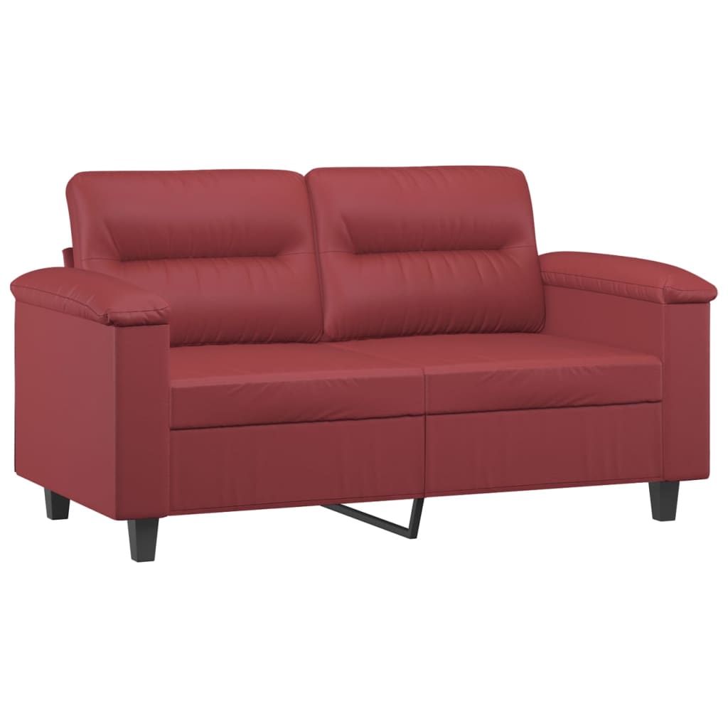 3-dijelni set sofa s jastucima boja vina od umjetne kože