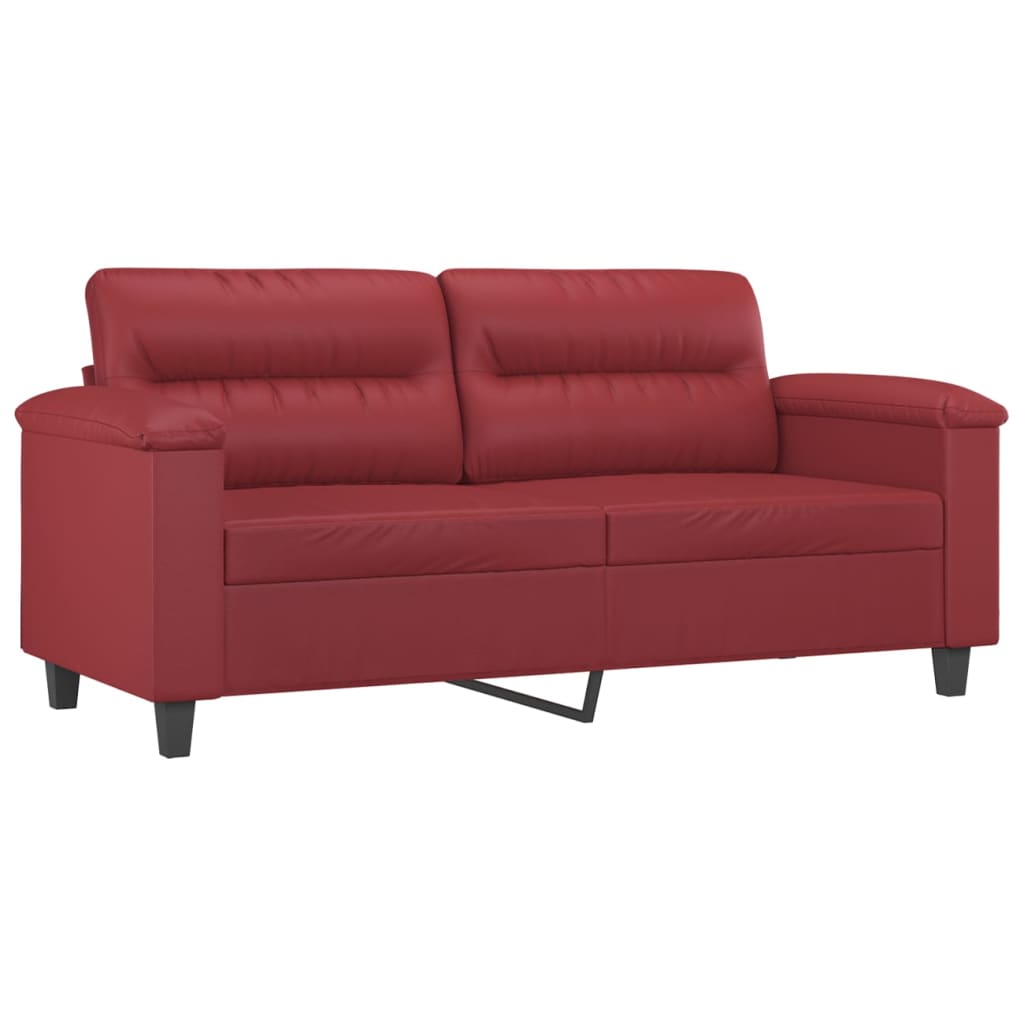 3-dijelni set sofa s jastucima boja vina od umjetne kože