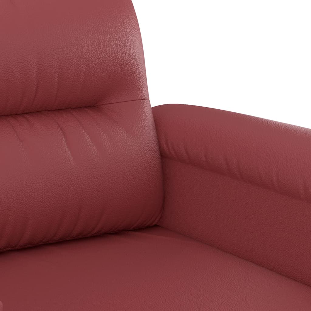 3-dijelni set sofa s jastucima boja vina od umjetne kože