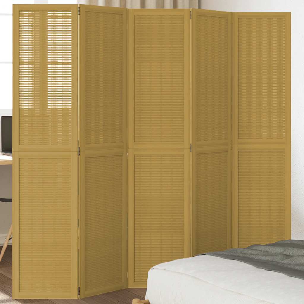 Sobna pregrada s 5 panela smeđa od masivnog drva paulovnije