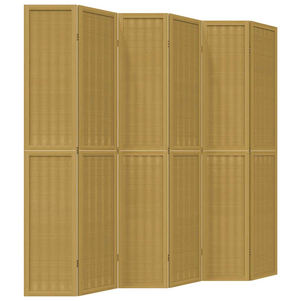 Sobna pregrada s 6 panela smeđa od masivnog drva paulovnije 40 x 220 cm