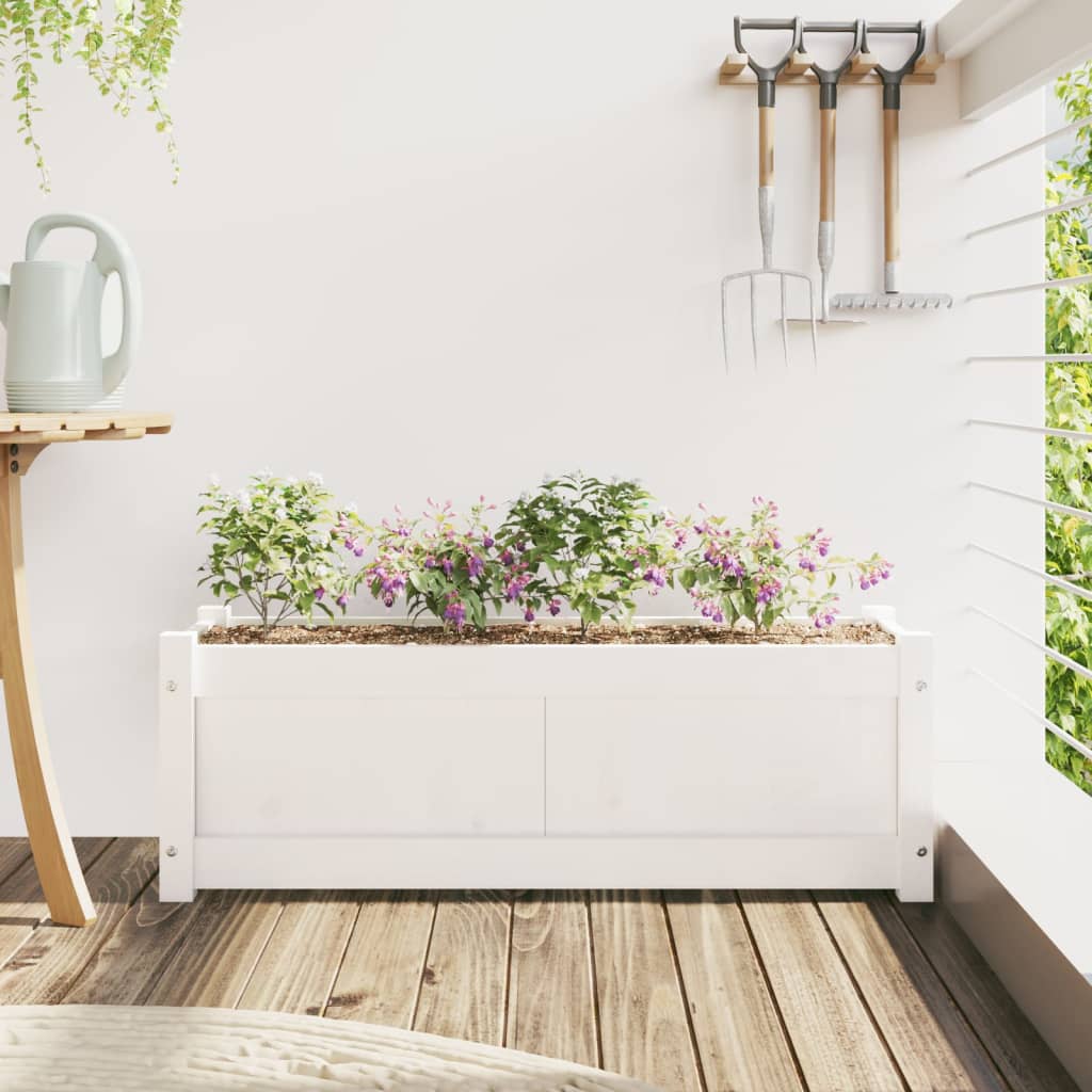 Vrtna sadilica bijela 90x31x31 cm od masivne borovine