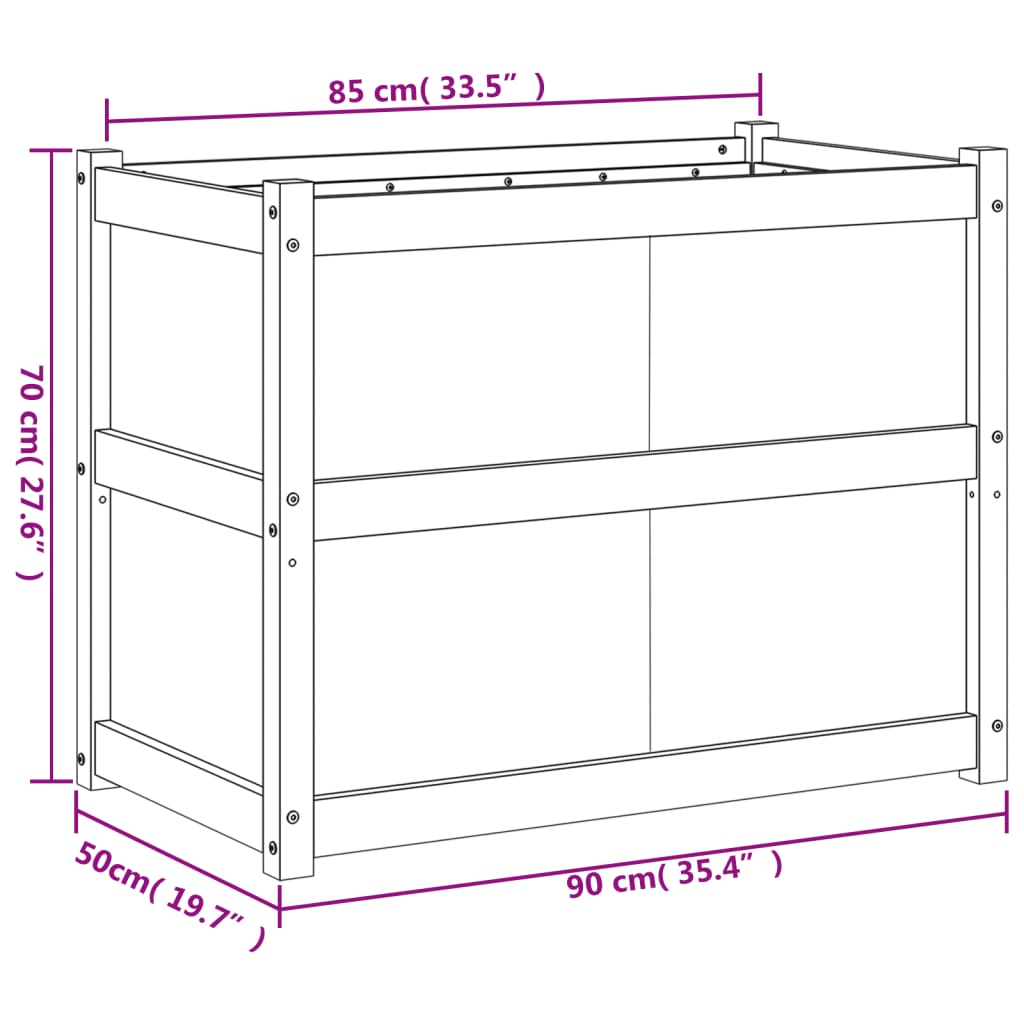 Vrtna sadilica 90 x 50 x 70 cm od masivne borovine