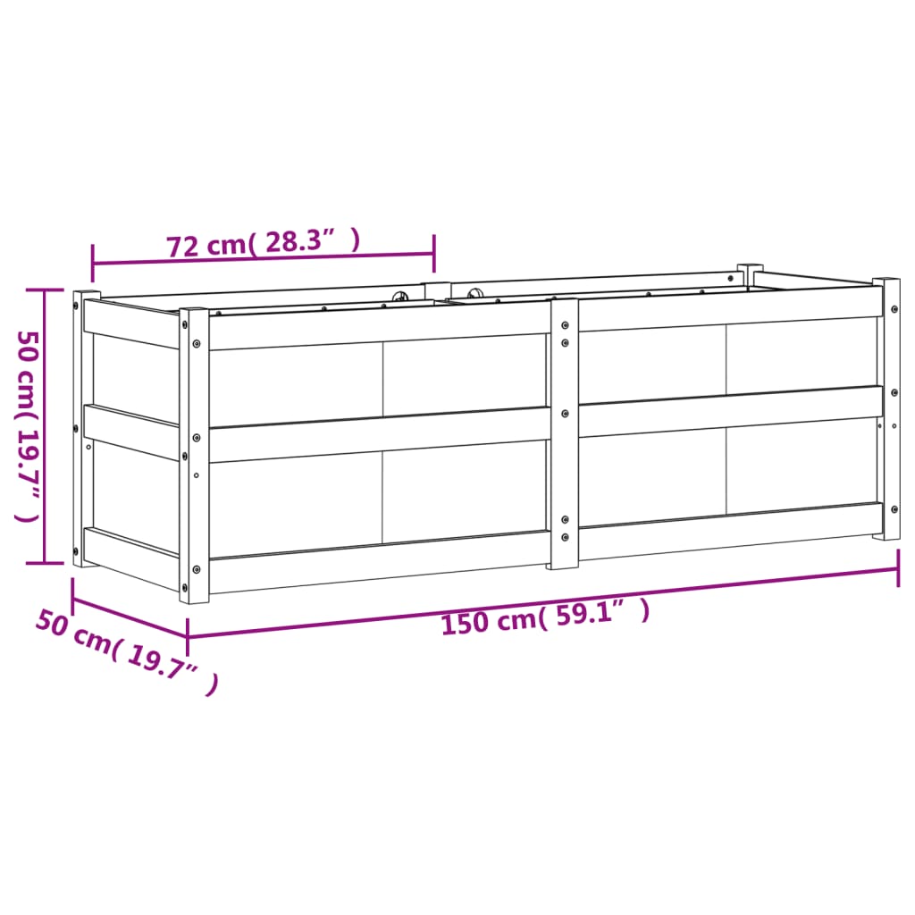 Vrtna sadilica bijela 150 x 50 x 50 cm od masivne borovine