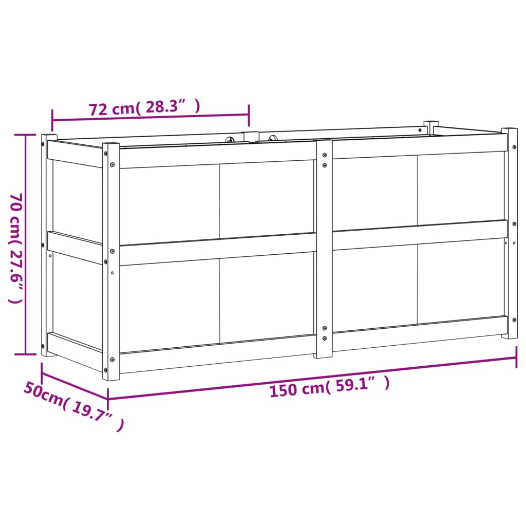 Vrtna sadilica 150 x 50 x 70 cm od masivne borovine