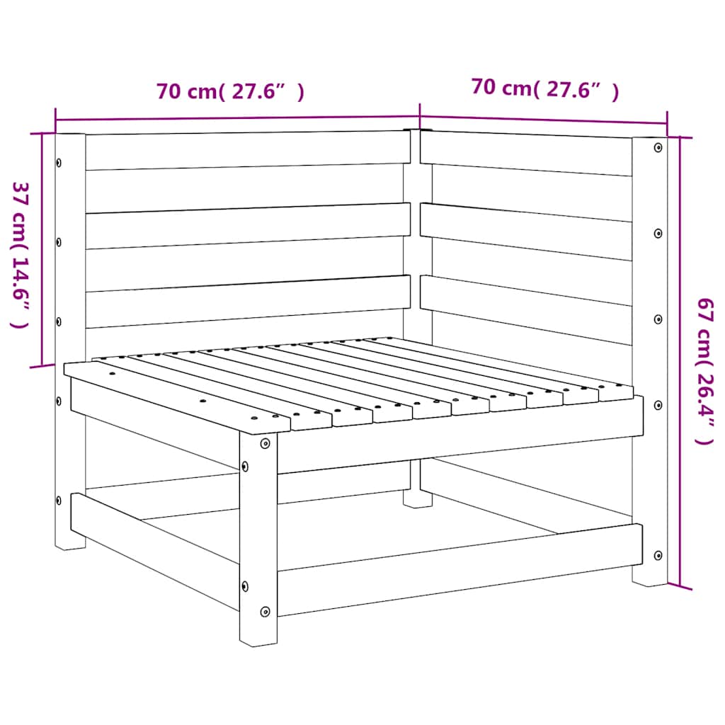 Kutne vrtne sofe 2 kom 70 x 70 x 67 cm od impregnirane borovine