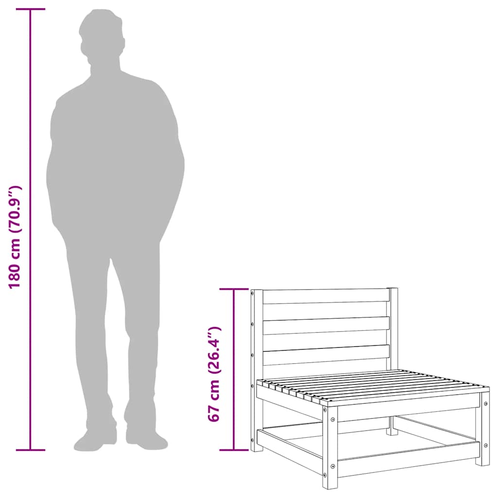 Vrtne sofe bez naslona za ruke 2 kom 70x70x67 cm borovina