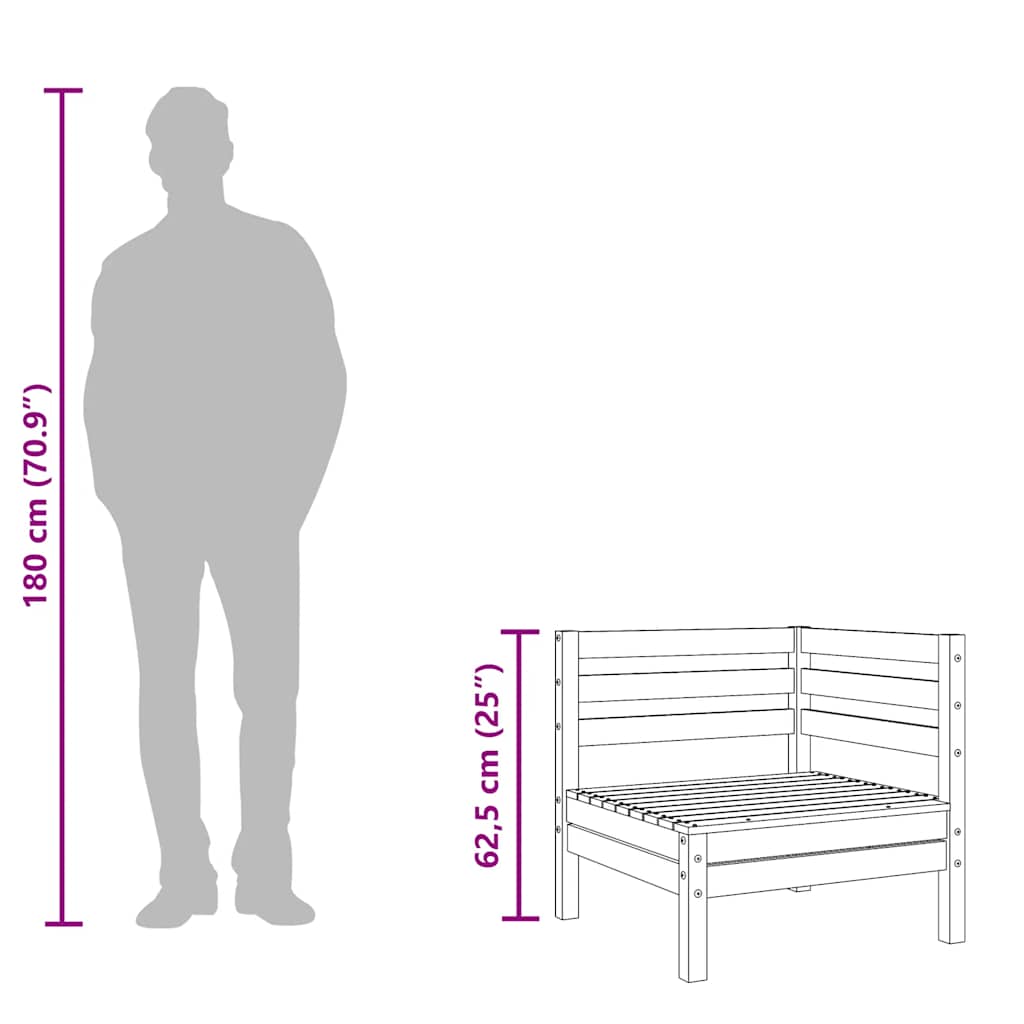 Vrtni dvosjed s tabureom voštano smeđi od masivne borovine