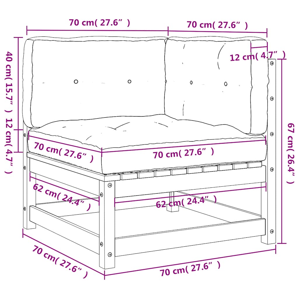 Kutna vrtna sofa s jastucima od impregnirane borovine