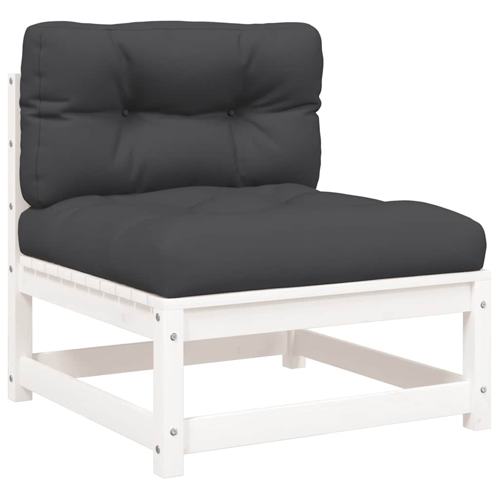 Vrtne sofe s jastucima 2 kom bijele od masivne borovine