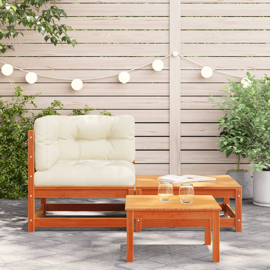 Kutna vrtna sofa s jastucima i tabureom