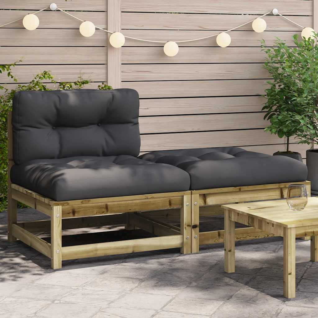 Vrtna sofa bez naslona za ruke s jastucima i tabureom Smeđa