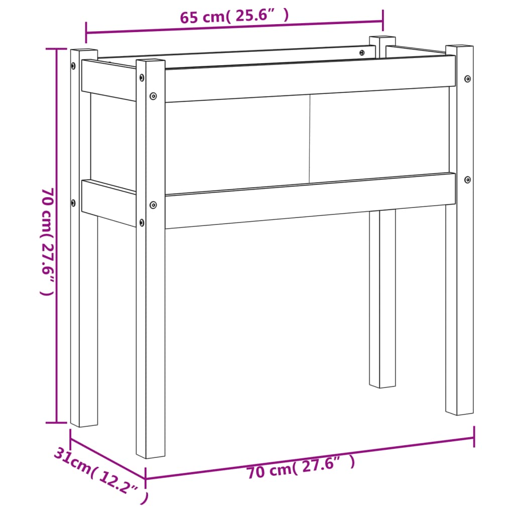 Vrtne sadilice s nogama 70x31x70 cm od impregnirane borovine