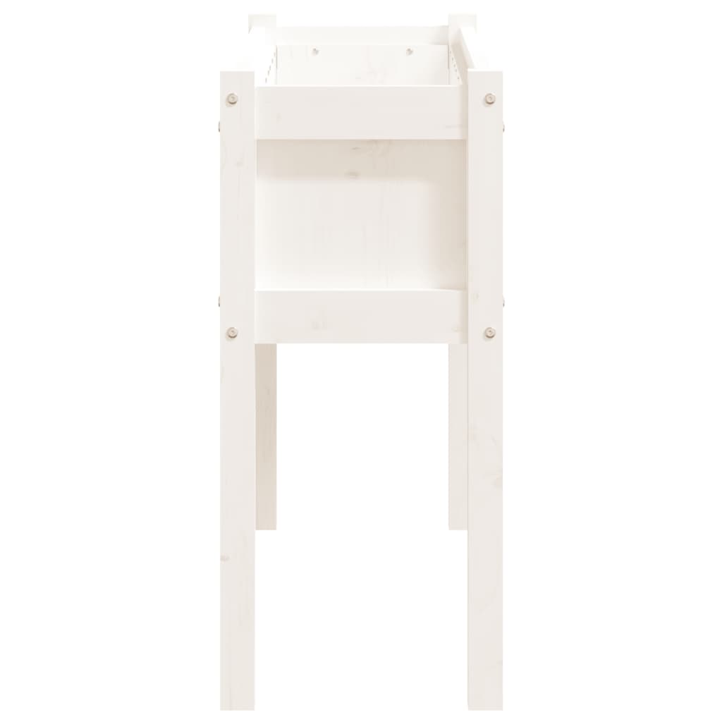 Vrtna sadilica s nogama bijela 110x31x70 cm od masivne borovine