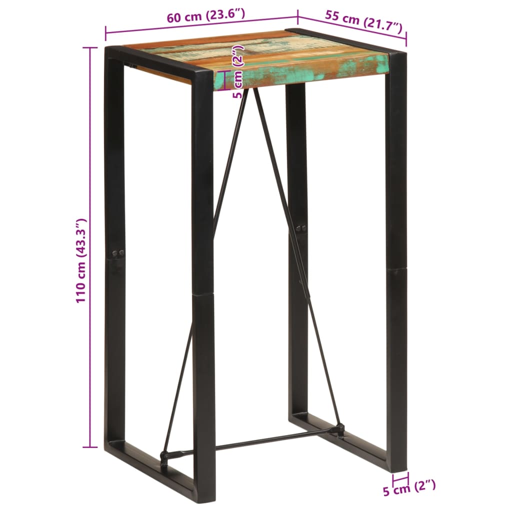 Barski stol 60 x 55 x 110 cm od masivnog obnovljenog drva