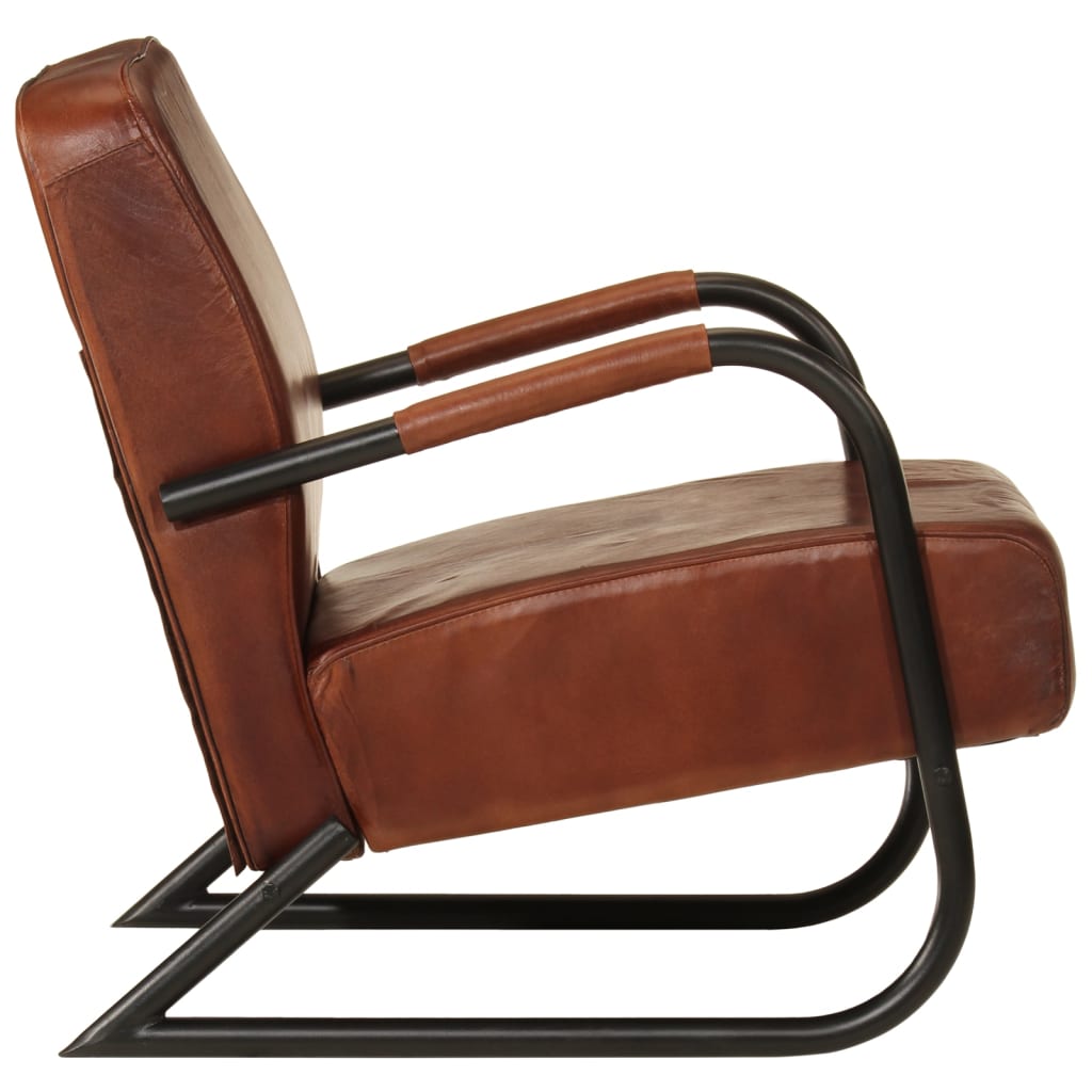 Fotelja od prave kože smeđa