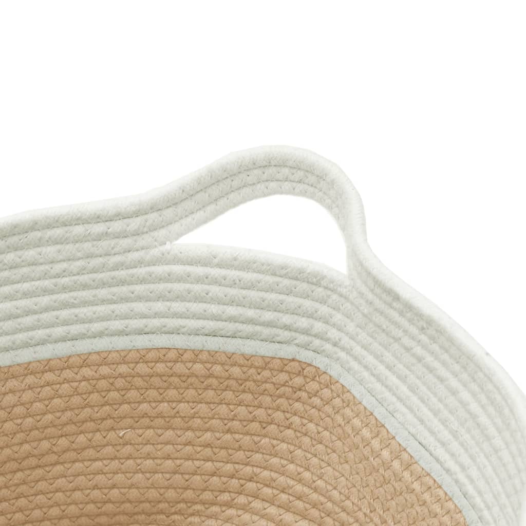 Košara za pohranu bež-bijela Ø 40 x 25 cm od pamuka