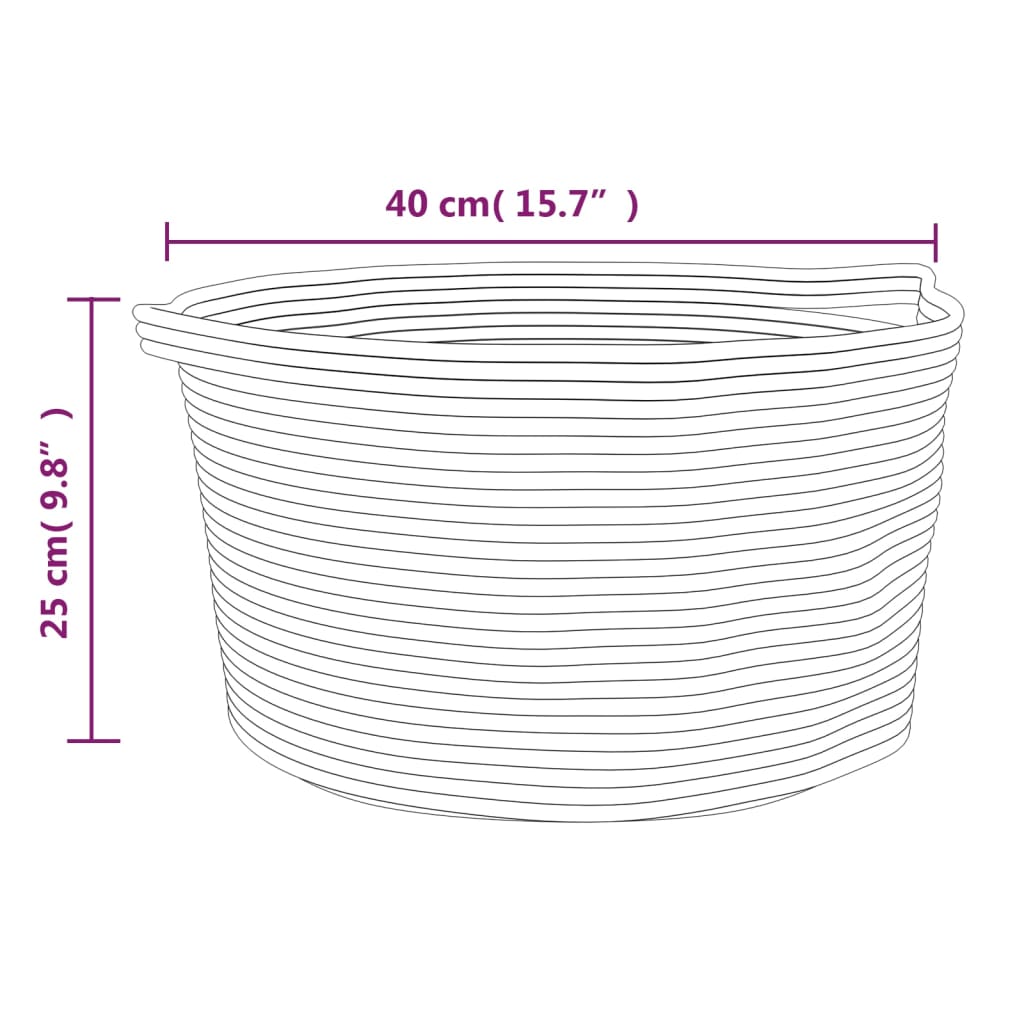 Košara za pohranu bež-bijela Ø 40 x 25 cm od pamuka