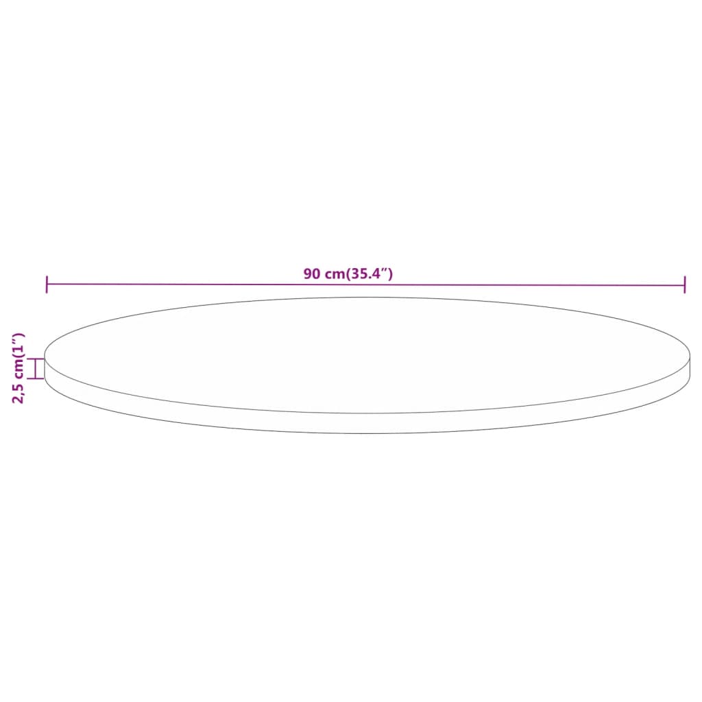 Stolna ploča Ø 90 x 2,5 cm okrugla od masivnog drva manga