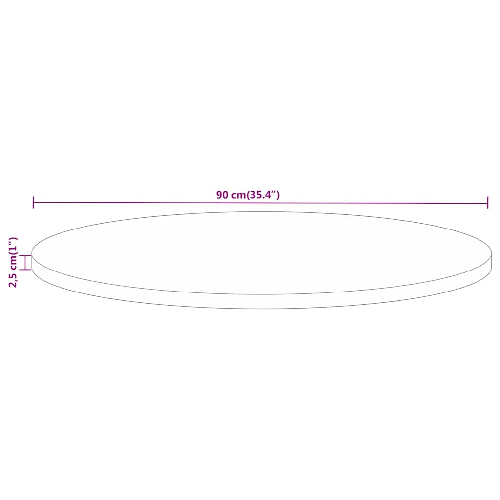 Stolna ploča Ø 90 x 2,5 cm okrugla od masivnog drva manga