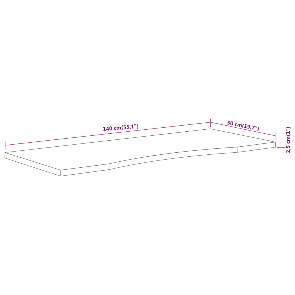 Ploča za radni stol 140x50x2,5 cm pravokutna od drva bagrema