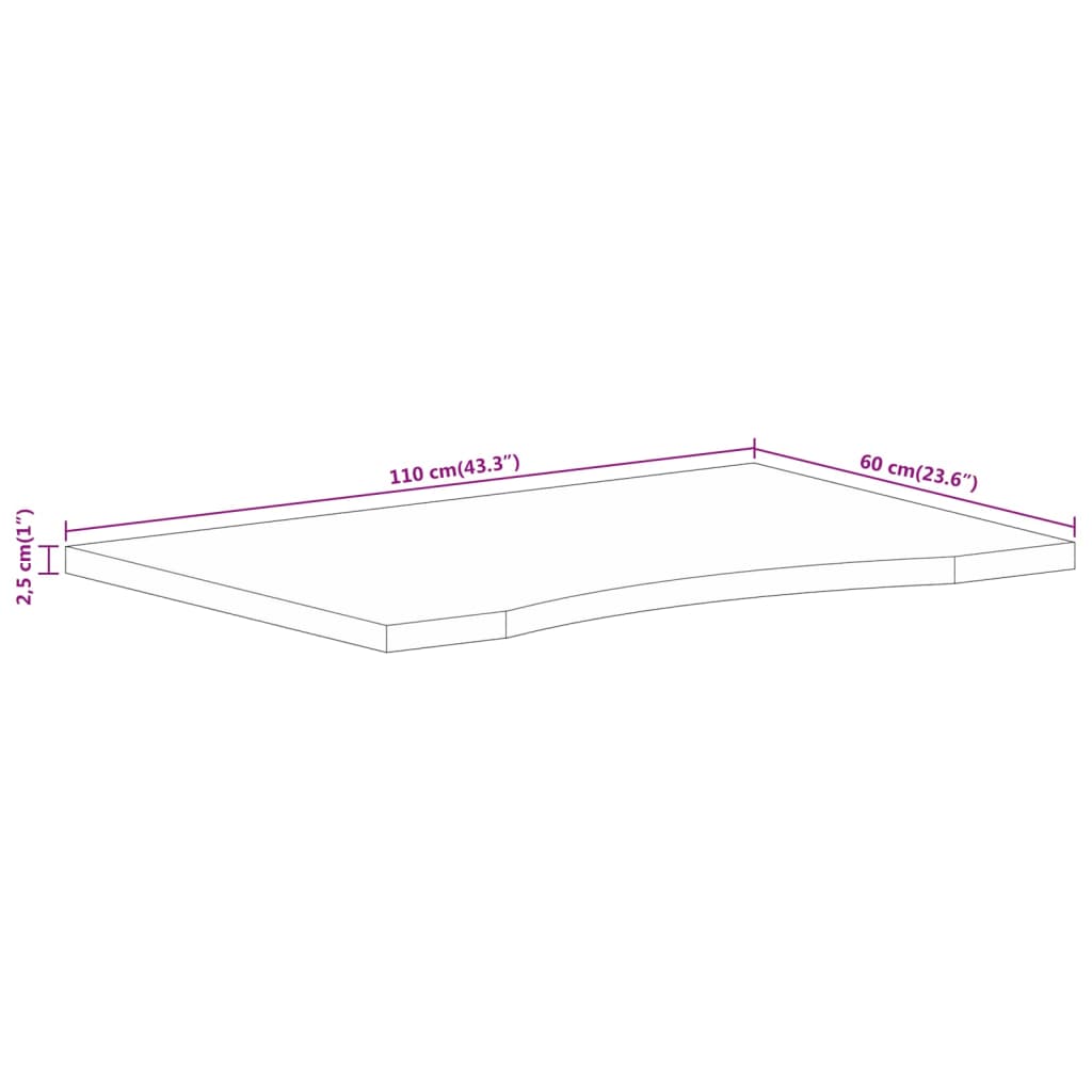 Ploča za radni stol zaobljena 110x60x2,5 cm od drva manga