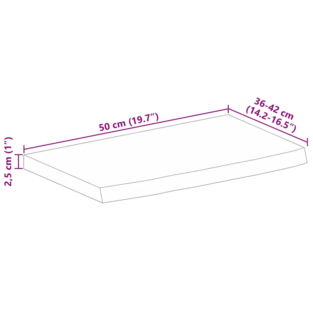 Stolna ploča 50 x 40 x 2,5 cm masivno drvo manga sa živim rubom