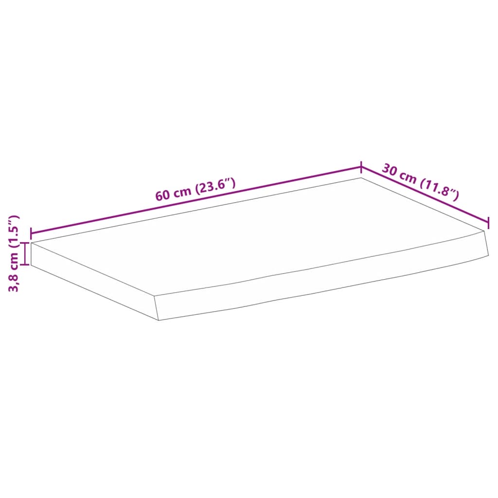 Stolna ploča 60x30x3,8 cm masivno drvo manga sa živim rubom