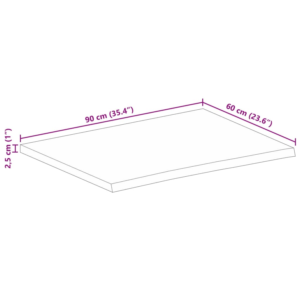 Stolna ploča sa živim rubom 90x60x2,5 cm od masivnog drva manga