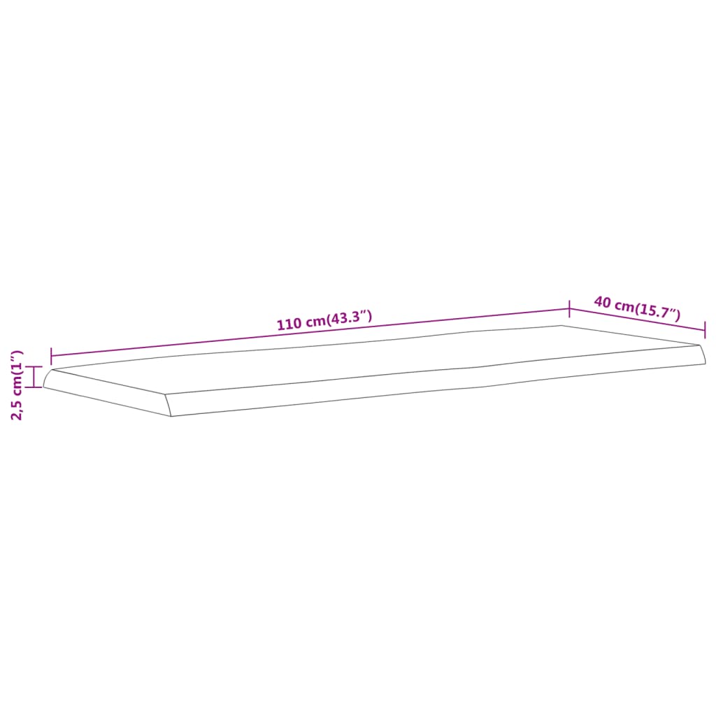 Stolna ploča 110x40x2,5 cm pravokutna bagremovo drvo živi rub