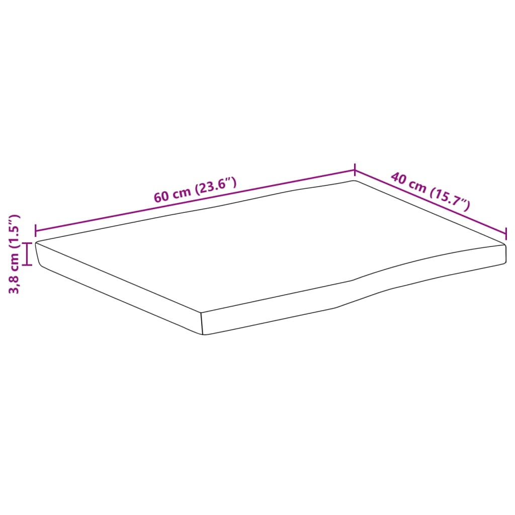 Stolna ploča 60x40x3,8 cm od masivnog drva manga sa živim rubom