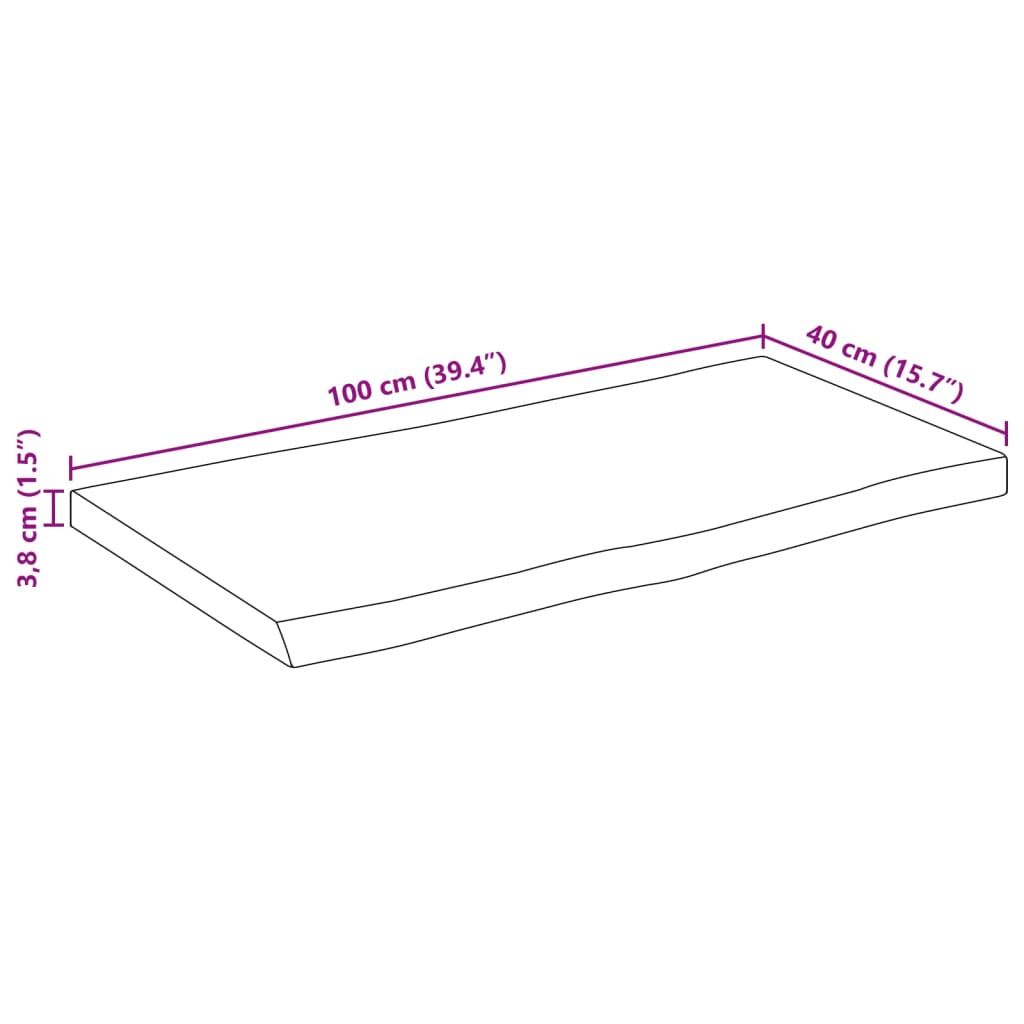 Stolna ploča 100x40x3,8cm od masivnog drva manga sa živim rubom