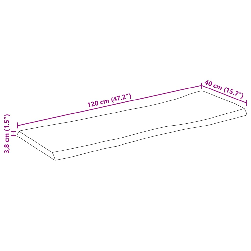 Stolna ploča 120x40x3,8cm od masivnog drva manga sa živim rubom