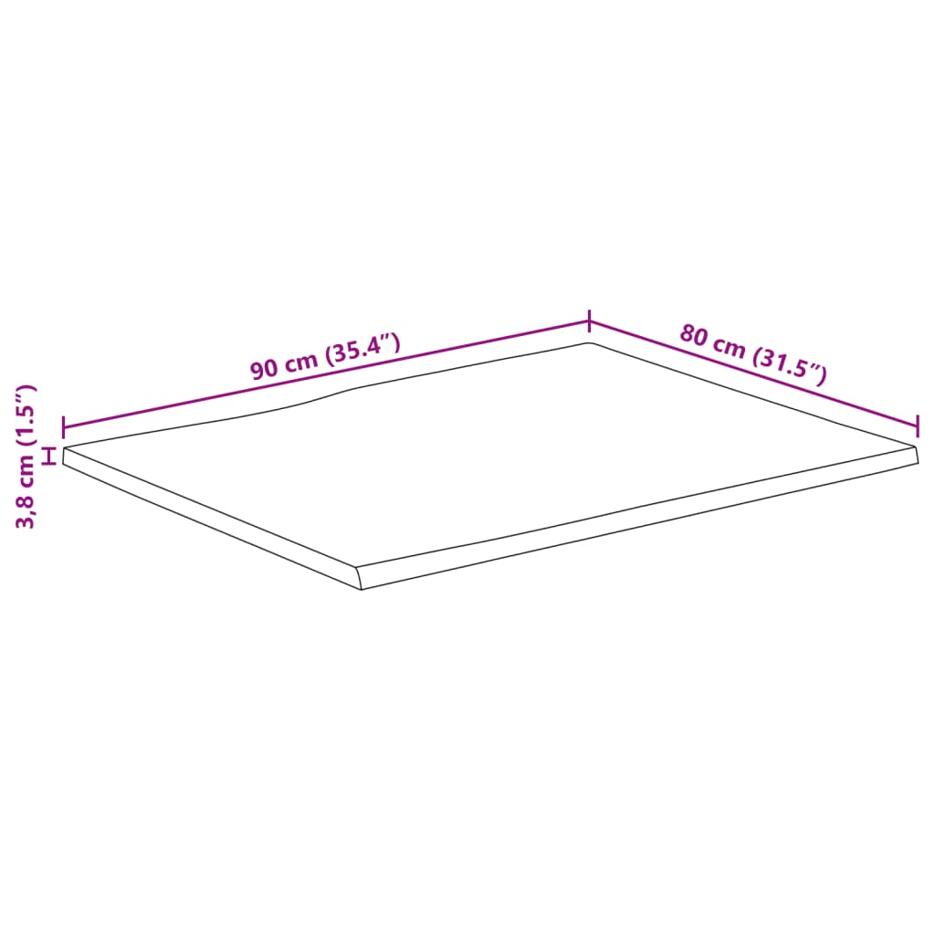Stolna ploča 90x80x3,8 cm od masivnog drva manga sa živim rubom