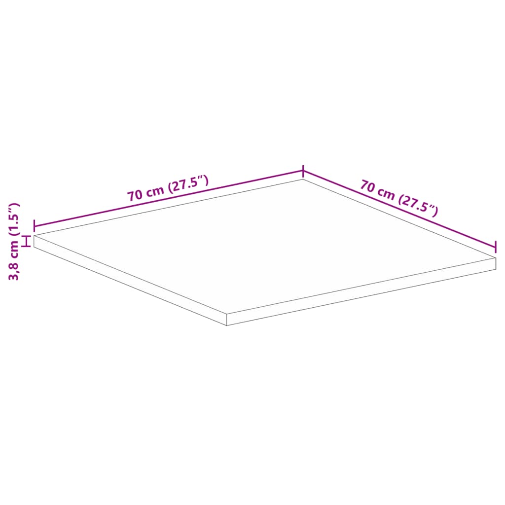 Stolna ploča 70x70x3,8 cm četvrtasta od masivnog drva bagrema