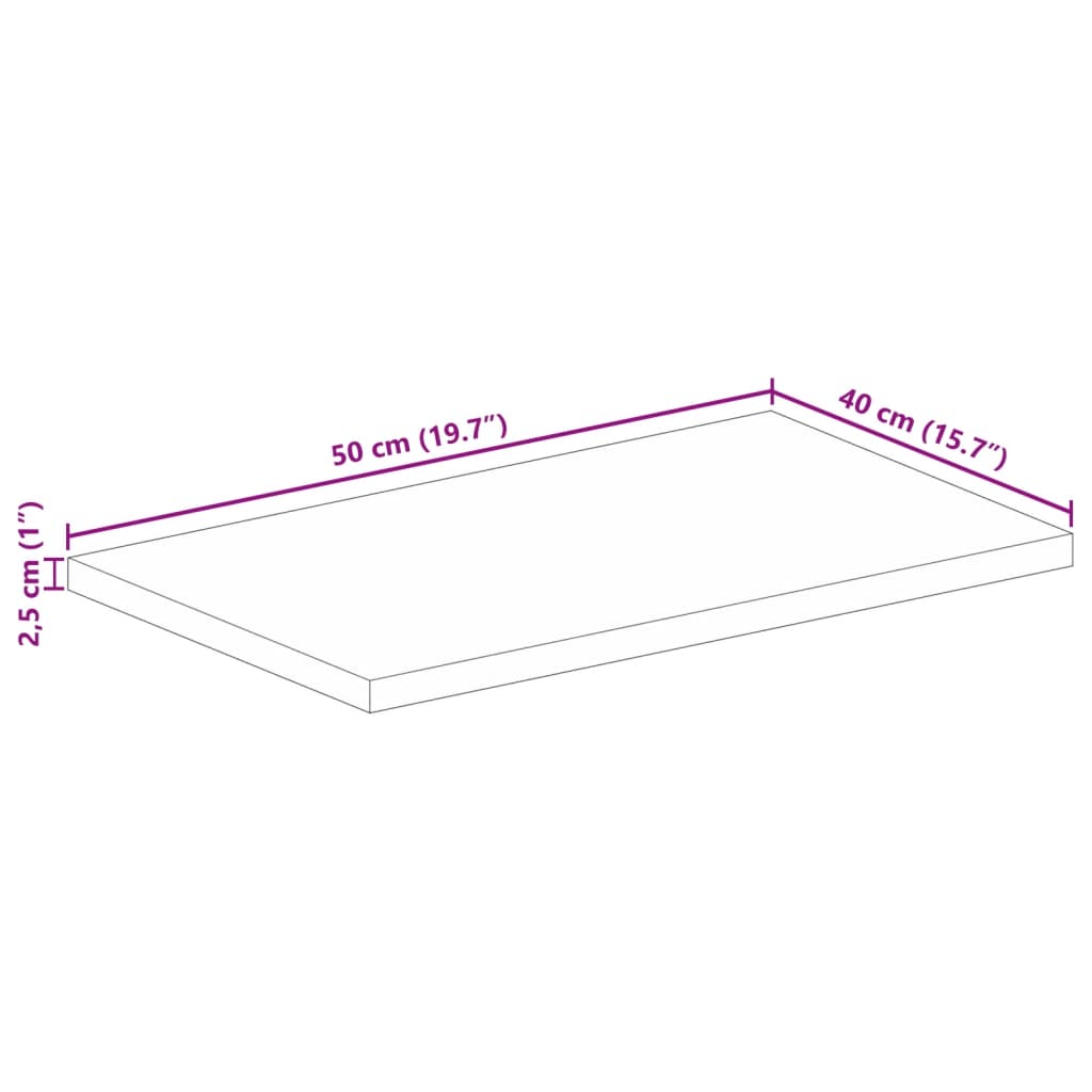 Stolna ploča 50x40x2,5 cm pravokutna masivno obnovljeno drvo