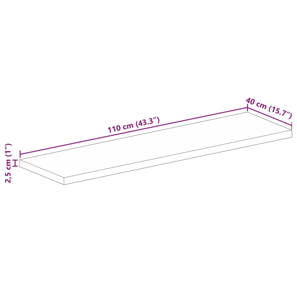 Ploča za stol 110x40x2,5 cm pravokutna masivno obnovljeno drvo