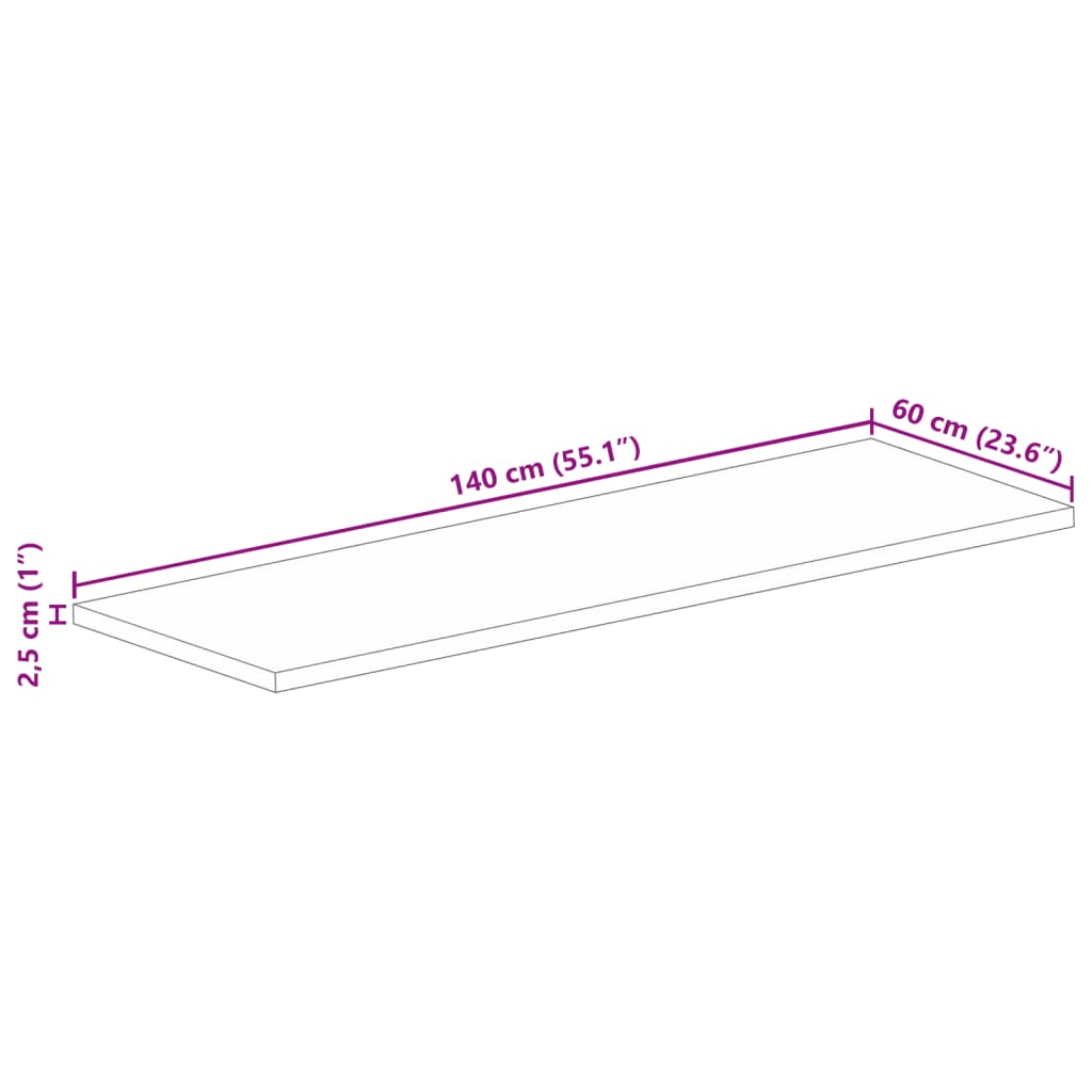Stolna ploča 140x60x2,5 cm pravokutna masivno obnovljeno drvo