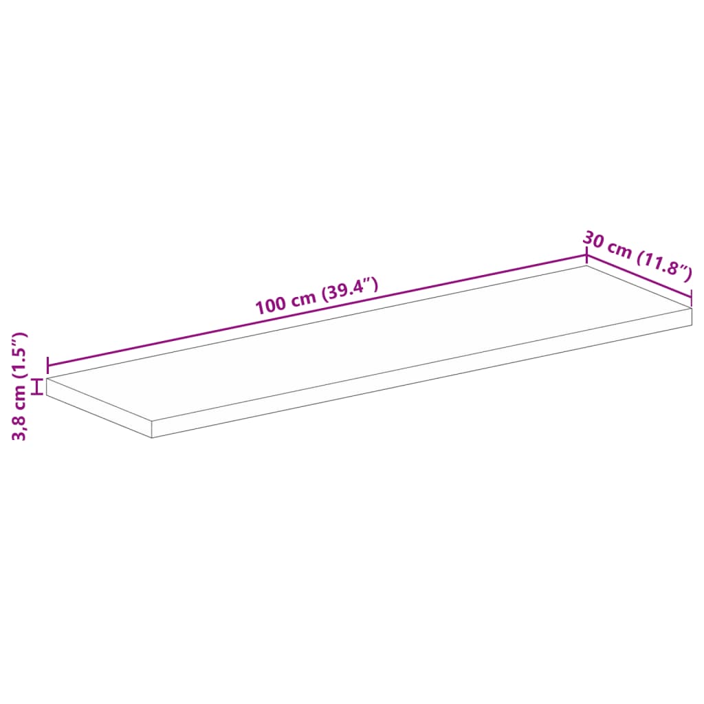 Stolna ploča 100x30x3,8 cm pravokutna masivno obnovljeno drvo