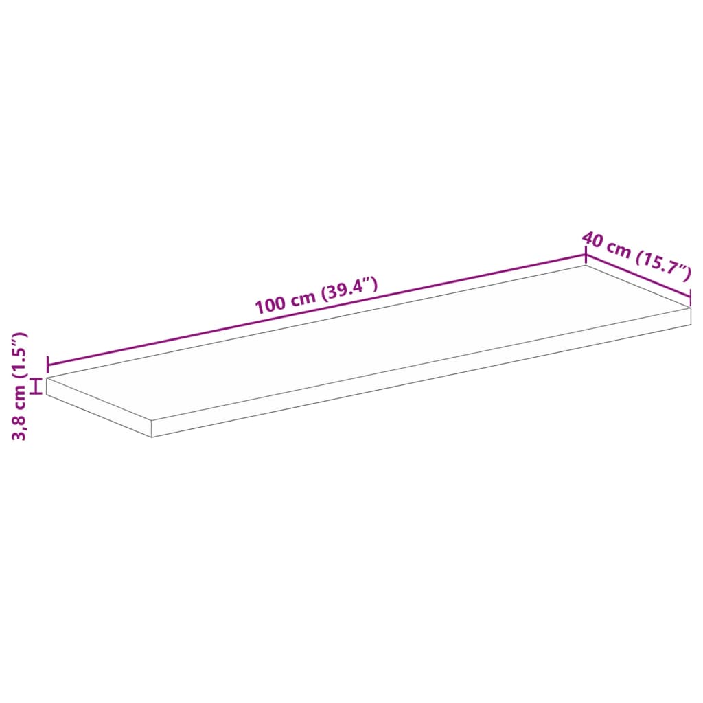 Stolna ploča 100x40x3,8 cm pravokutna masivno obnovljeno drvo