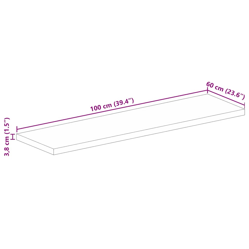Stolna ploča 100x60x3,8 cm pravokutna masivno obnovljeno drvo