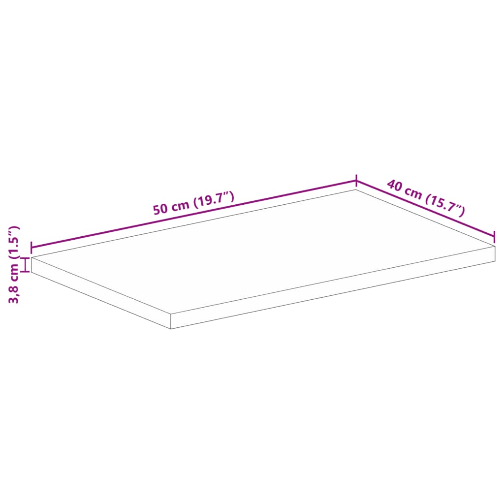 Ploča za stol 50x40x3,8 cm pravokutna masivno obnovljeno drvo